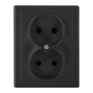 Flush-mounted double socket 2x2P Malta 16A, 250V, PT-5M, matt black