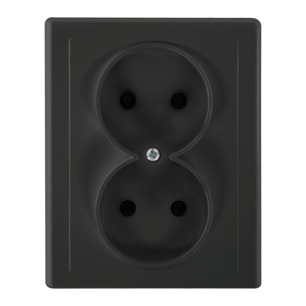 Flush-mounted double socket 2x2P Malta 16A, 250V, PT-5M, matt black Flush-mounted double socket 2x2P Malta 16A, 250V, PT-5M, matt black
