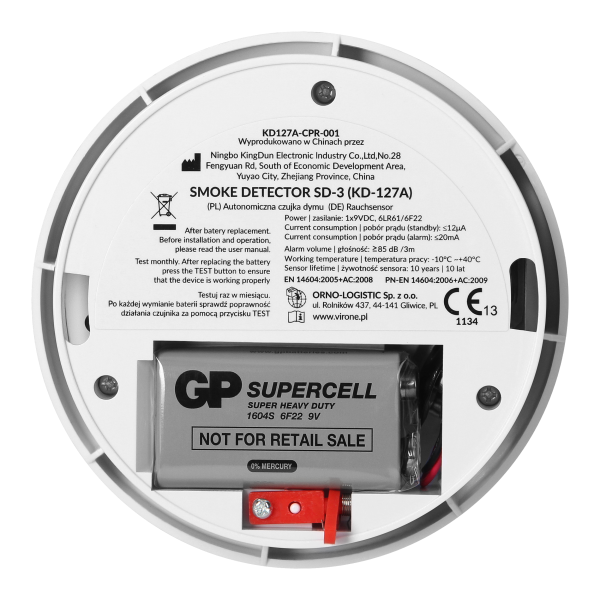 Smoke detector, 1x9V DC Smoke detector, 1x9V DC