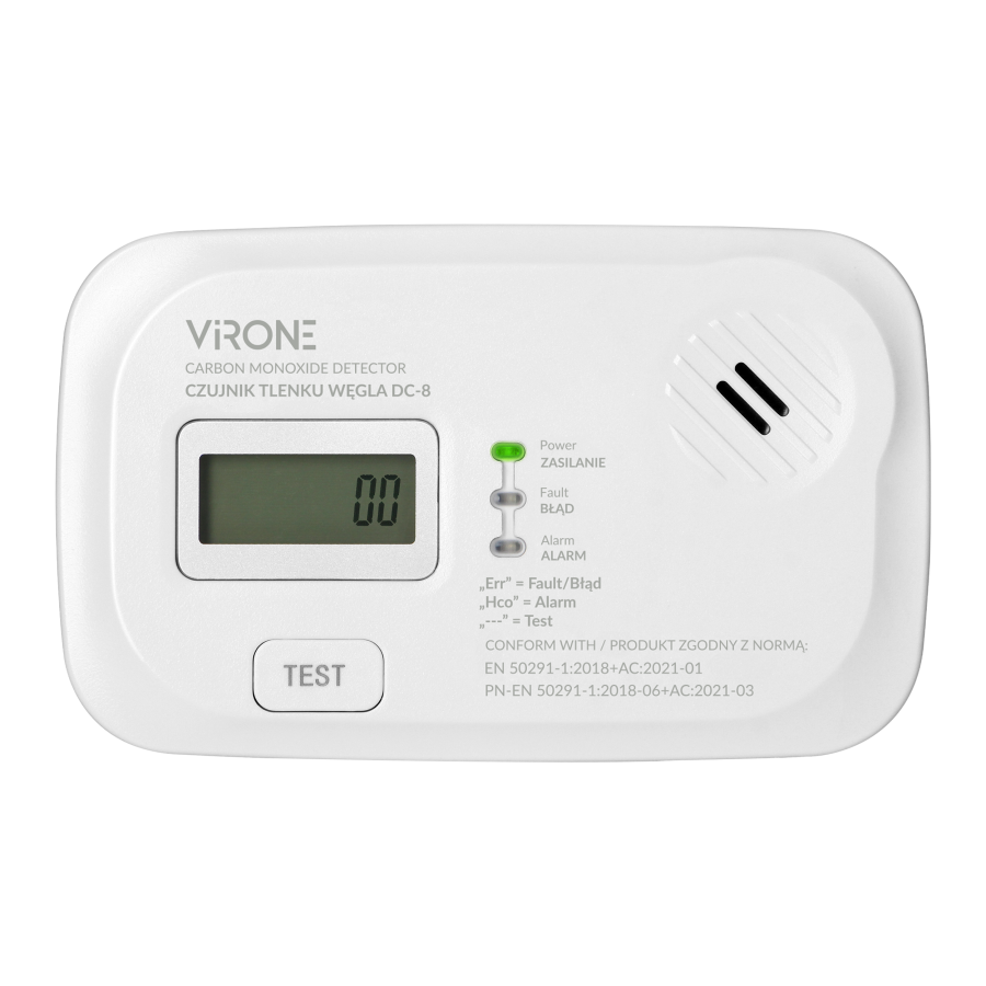 Battery operated smoke detector, 2xAA, 10 years