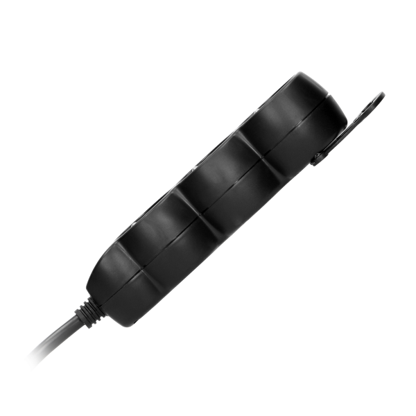 Przedłużacz 3-krotny 2P+Z, 1,5m H05VV-F 3x1,5mm2 , Imax 16A, płaska wtyczka, czarny