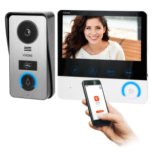 HILIT Full HD video doorphone set, handset-free, with a colour monitor 7”, card/proximity tags, operation via Tuya application