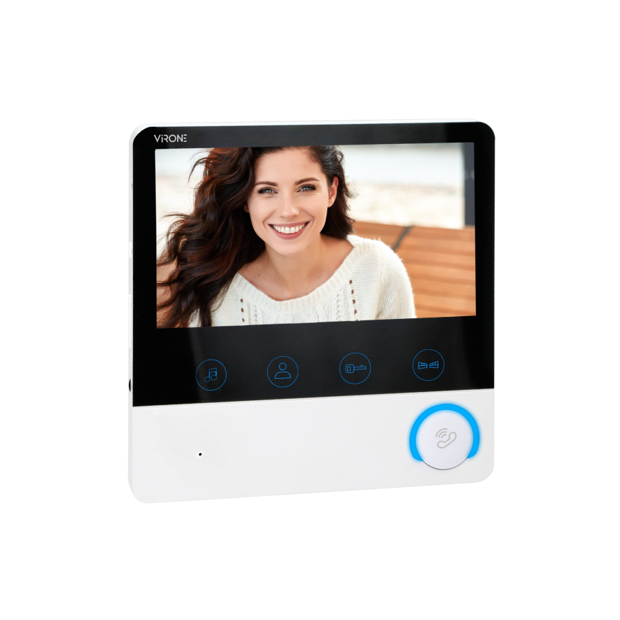 Bezsłuchawkowy zestaw wideodomofonowy HILIT Full HD z kolorowym monitorem 7" Wi-Fi oraz czytnikiem kart i breloków, obsługa popr