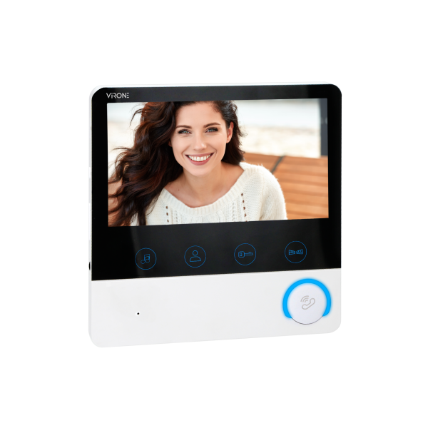 Bezsłuchawkowy zestaw wideodomofonowy HILIT Full HD z kolorowym monitorem 7" Wi-Fi oraz czytnikiem kart i breloków, obsługa popr