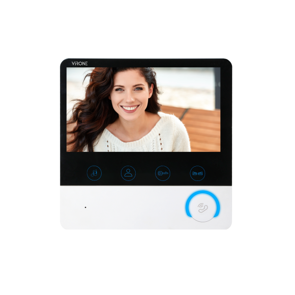 Bezsłuchawkowy zestaw wideodomofonowy HILIT Full HD z kolorowym monitorem 7" Wi-Fi oraz czytnikiem kart i breloków, obsługa popr