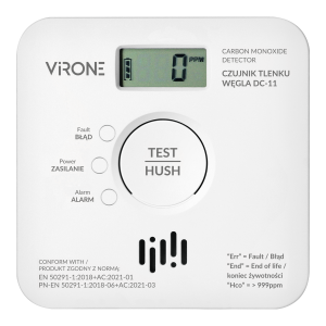 Battery-powered carbon monoxide detector, 2xAA, sensor lifetime 10 years