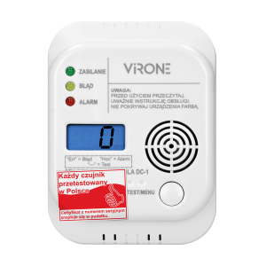 Battery operated carbon monoxide detector with TEST button - with certificate "Tested in Poland"