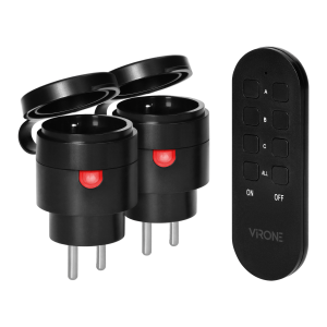 MINI wireless sockets with remote control, Schuko, 2+1, 2300W, IP44