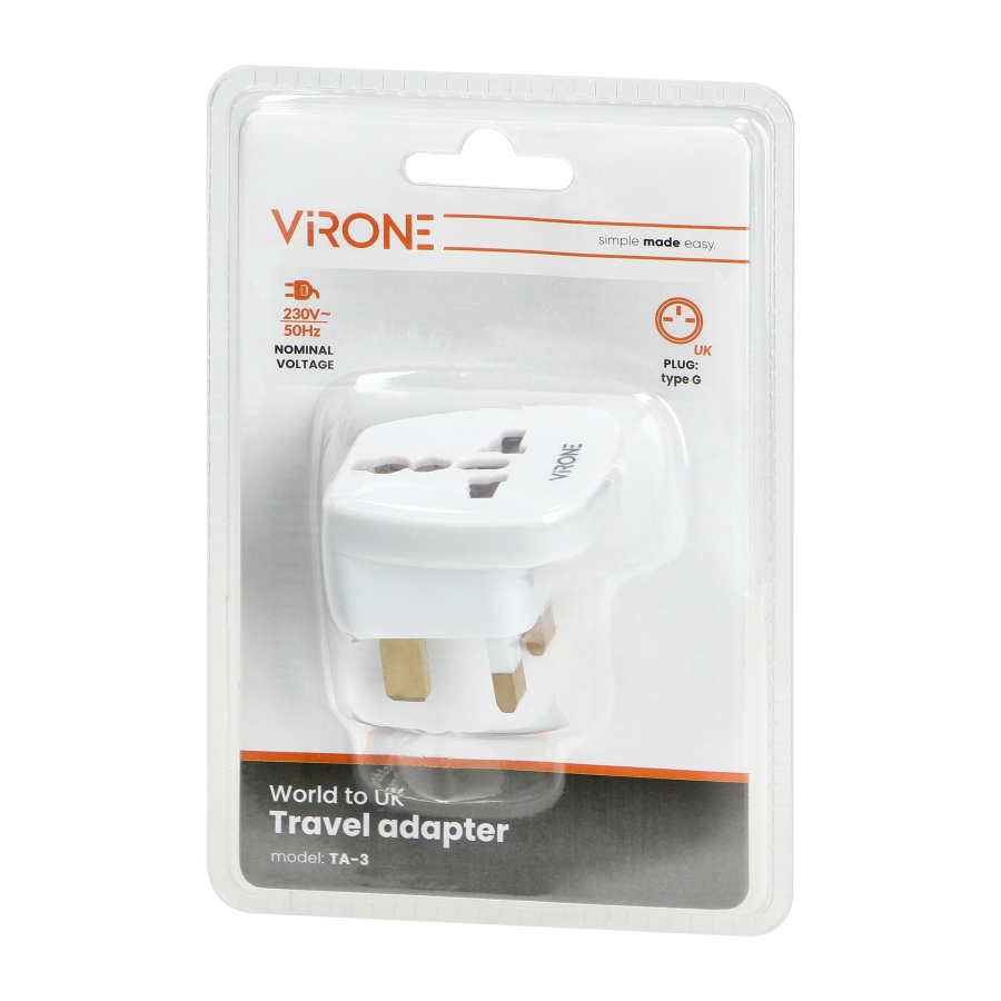 Adapter podróżny - World to UK, 230V/13A, biały