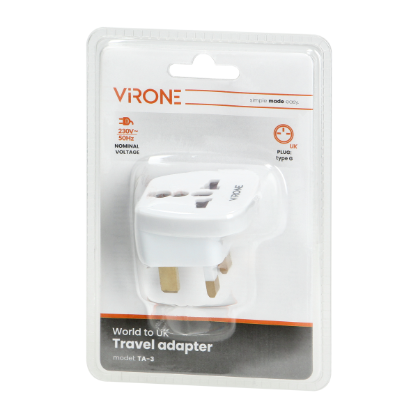 Adapter podróżny - World to UK, 230V/13A, biały