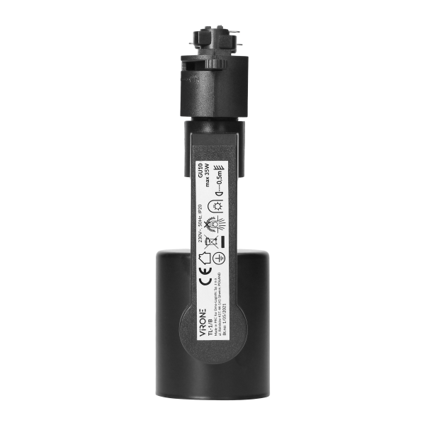 RELI TL-1 GU10 track-mounted light fixture, max 35W, black