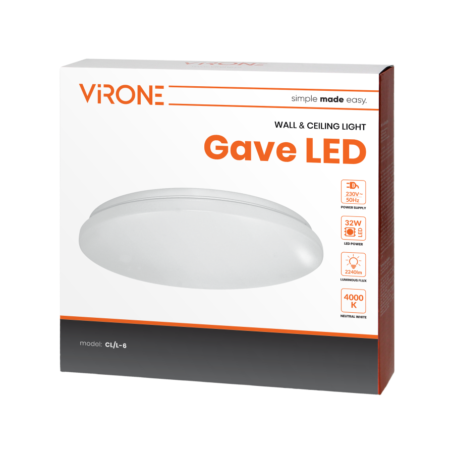 GAVE LED 32W plafoniera oświetleniowa, 2240lm, IP20, 4000K