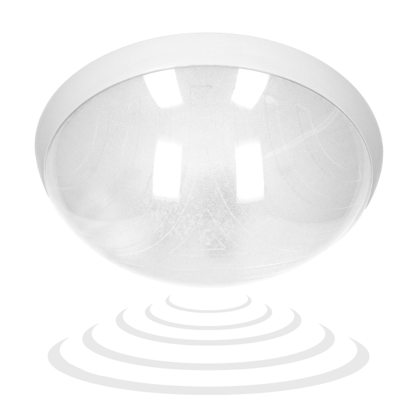 ROVI MV, ceiling light with microwave sensor, 75W, E27, IP20, IK10, clear, polycarbonate lampshade