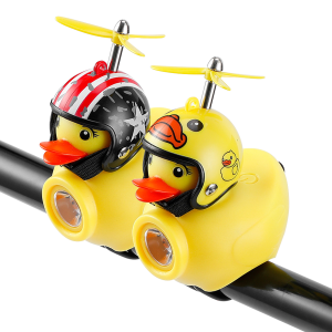 Światło rowerowe + dzwonek, kaczka w kasku, 130lm, 800mAh, 6000K, 2 wzory (mix)
