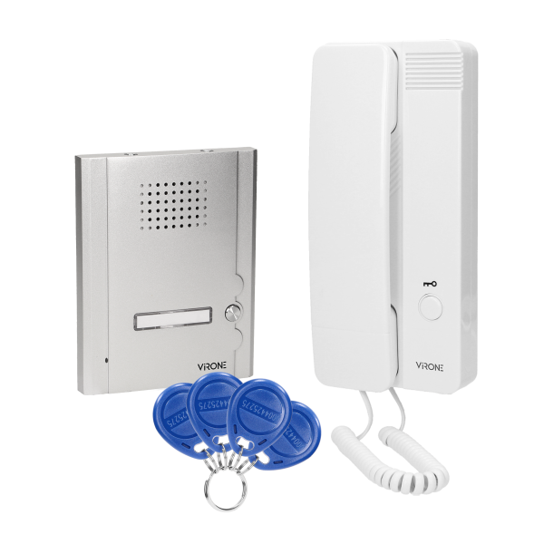Zestaw domofonowy jednorodzinny, podtynkowy z czytnikiem breloków zbliżeniowych, MALO