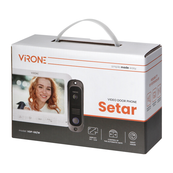 Zestaw wideodomofonowy bezsłuchawkowy, monitor 7" LCD, interkom biały, SETAR