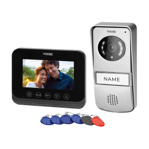 ENIF single-family video doorphone set, handset-free, multicolour 4.3" LCD screen, outdoor panel with proximity tags reader, RFI