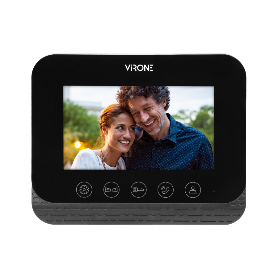 Zestaw wideodomofonowy bezsłuchawkowy, kolor, 4,3" LCD,  z czytnikiem breloków zbliżeniowych, czarny, ENIF RFID