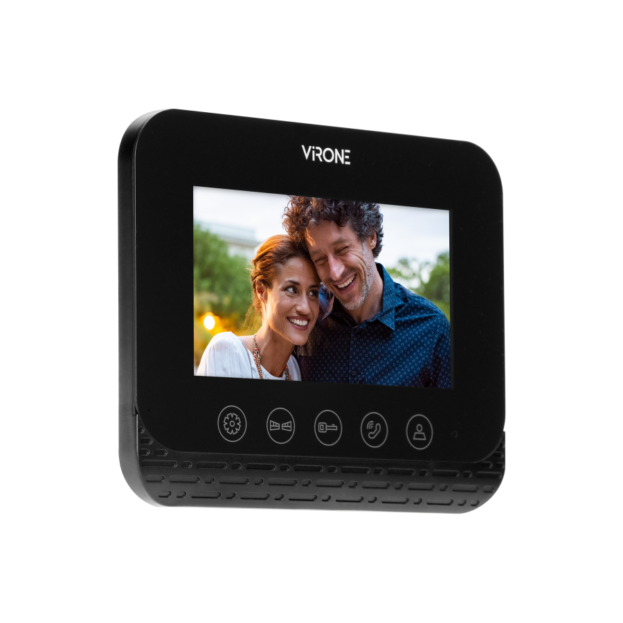 Zestaw wideodomofonowy bezsłuchawkowy, kolor, 4,3" LCD,  z czytnikiem breloków zbliżeniowych, czarny, ENIF RFID