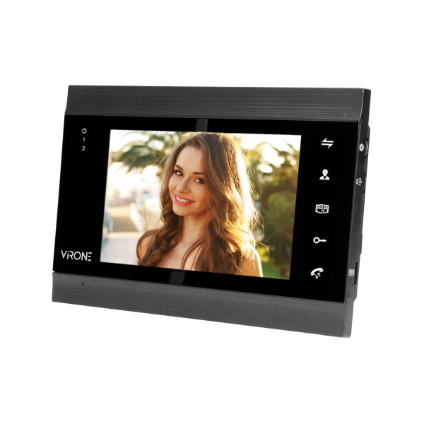 VIFIS Full HD video doorphone set, handset-free, 7" LCD monitor, OSD menu, Full HD camera, code lock, card/proximity tags reader