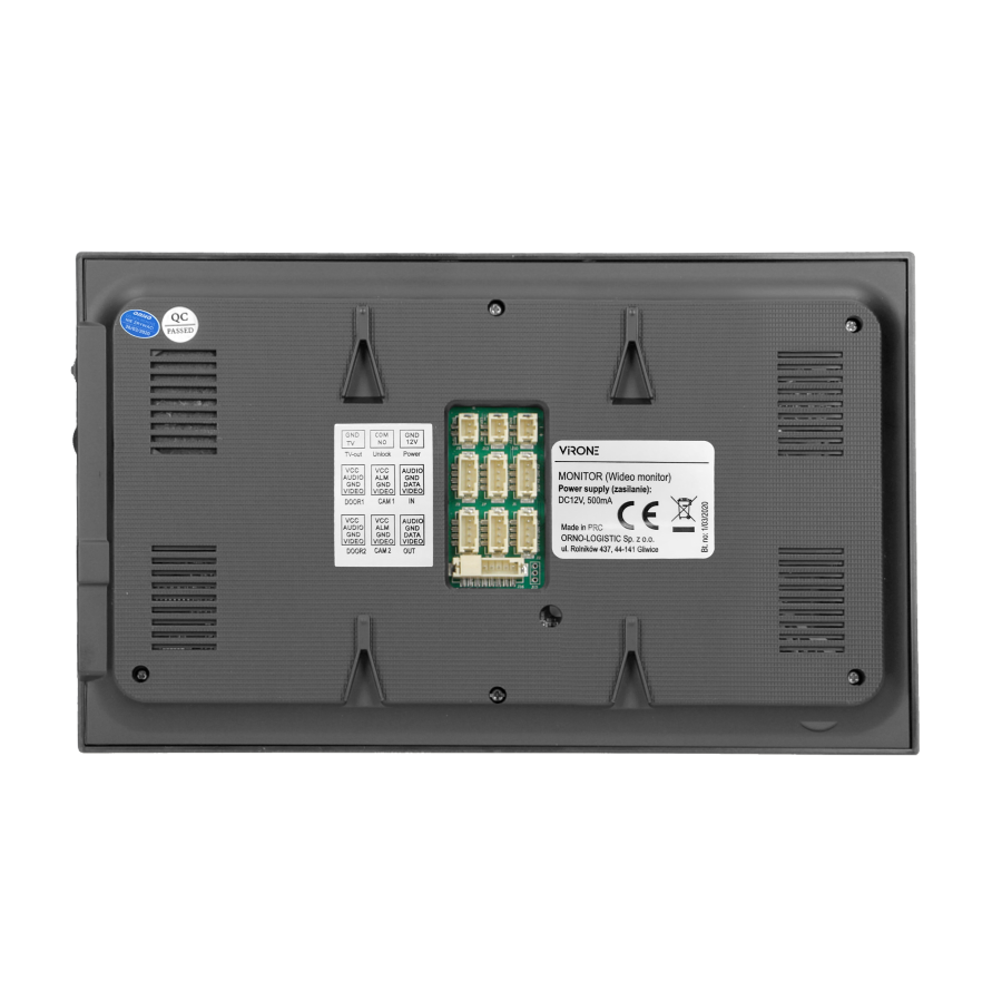 VIFIS Full HD video doorphone set, handset-free, 7" LCD monitor, OSD menu, Full HD camera, code lock, card/proximity tags reader