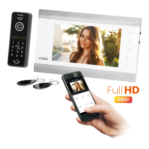 Zestaw wideo domofonowy VIFIS Full HD, bezsłuchawkowy, monitor 7" LCD,  menu OSD, kamera Full HD 1080P, z szyfratorem i czytniki