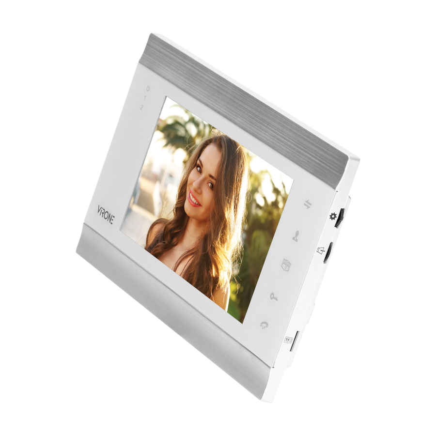 VIFIS Full HD video doorphone set, handset-free, 7" LCD monitor, OSD menu, Full HD camera, code lock, card/proximity tags reader