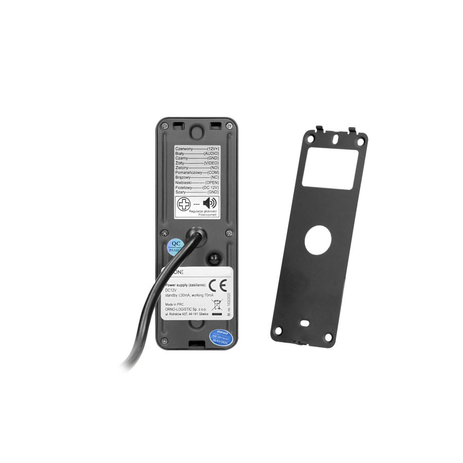 VIFIS Full HD video doorphone set, handset-free, 7" LCD monitor, OSD menu, Full HD camera, code lock, card/proximity tags reader