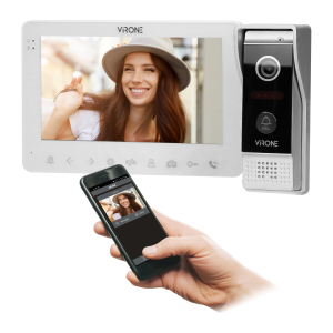 Video doorphone set, LCD 7",  WiFi + smartphone APP, handset-free, gate control, white, VIFAR