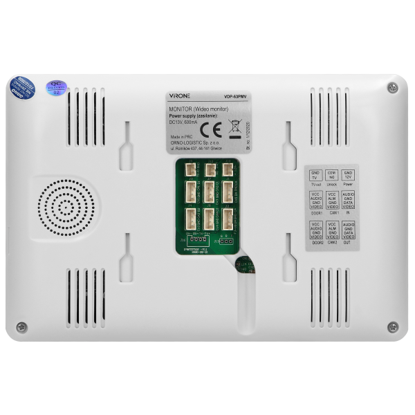 Video doorphone set, LCD 7",  WiFi + smartphone APP, handset-free, gate control, white, VIFAR