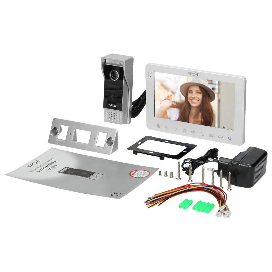 Video doorphone set, LCD 7",  WiFi + smartphone APP, handset-free, gate control, white, VIFAR