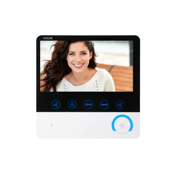 Bezsłuchawkowy zestaw wideo domofonowy CETI, monitor 7" z kartą pamięci TF, czytnikiem kart i breloków, IP44