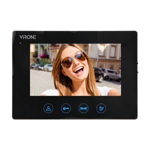 Multicolor, LCD 7" video monitor, handset-free, with gate opening function, for the extension of PLUTON series, black