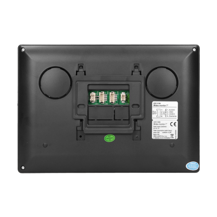 Multicolor, LCD 7" video monitor, handset-free, with gate opening function, for the extension of PLUTON series, black