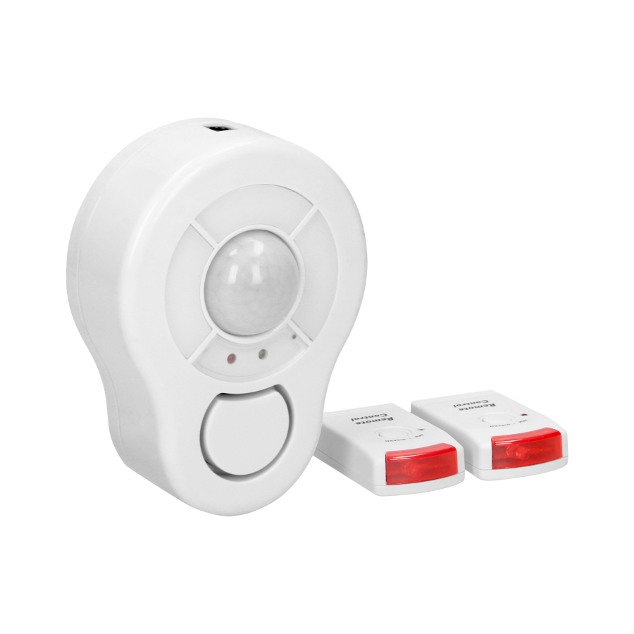 Ceiling wireless mini alarm with an in-built siren and remote control unit, 5m, battery operated