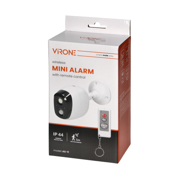 Wireless mini alarm with PIR motion sensor and a siren, with remote control