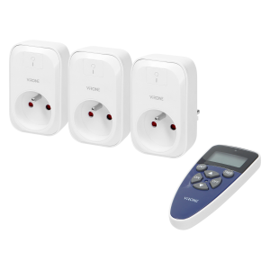 Set of wireless sockets with remote control and timer function, 3+1