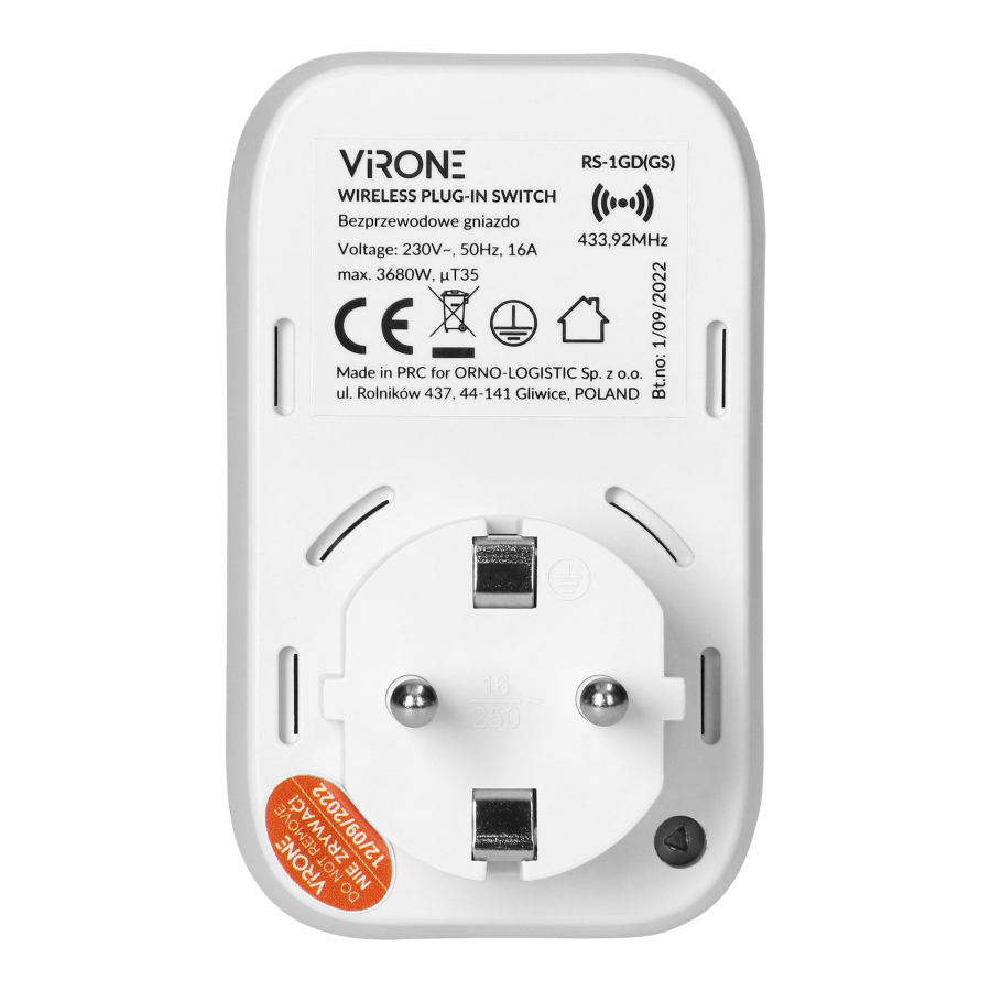 Set of wireless sockets with remote control and timer function, 3+1, Schuko