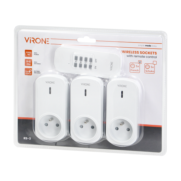 Set of wireless sockets with remote control, 3+1