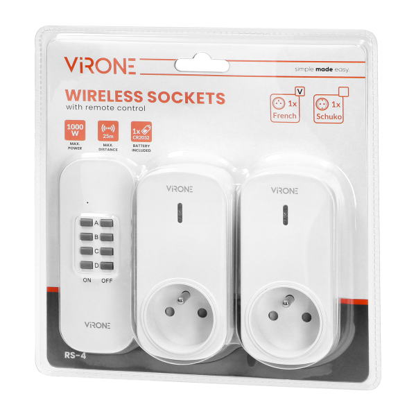 Set of wireless sockets with remote control, 2+1