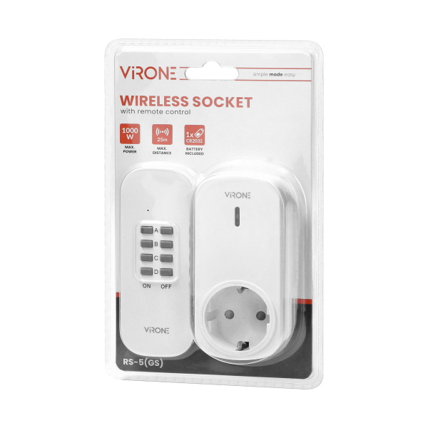 Wireless socket with remote control, 1+1, Schuko version