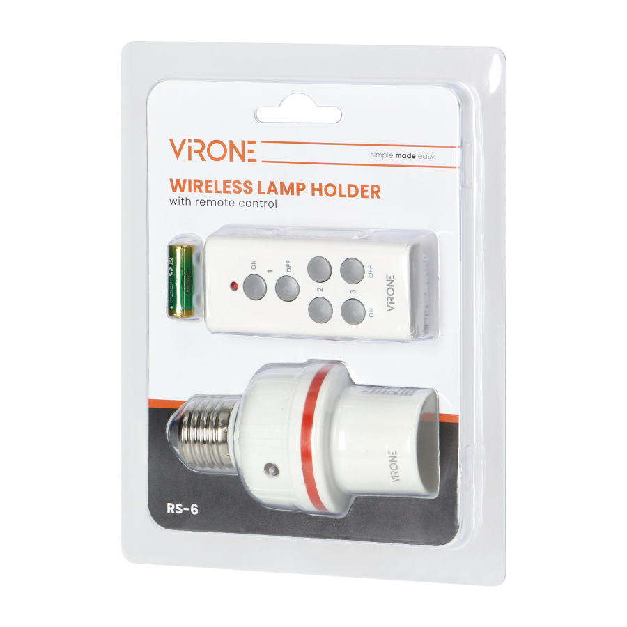 Wireless E27 lamp holder with remote control unit