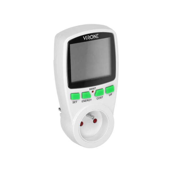 Jednotaryfowy watomierz, kalkulator energii z wyświetlaczem LCD, jedna taryfa, wbudowany akumulator