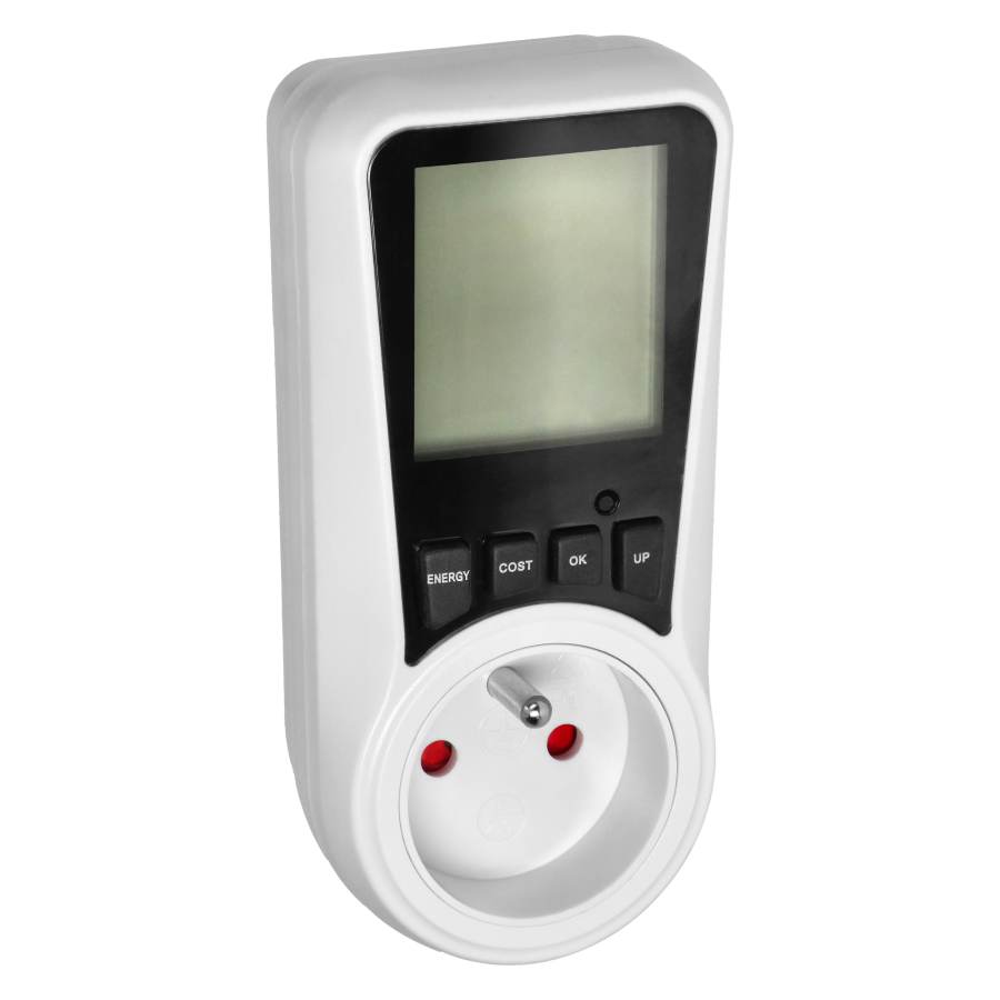 Dual tariff power meter with LCD, 2 tariffs, internal battery, 16A 230V