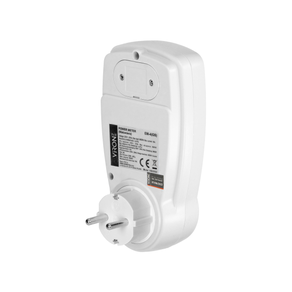 Single tariff power meter, energy calculator with LCD display, built-in battery ,Schuko