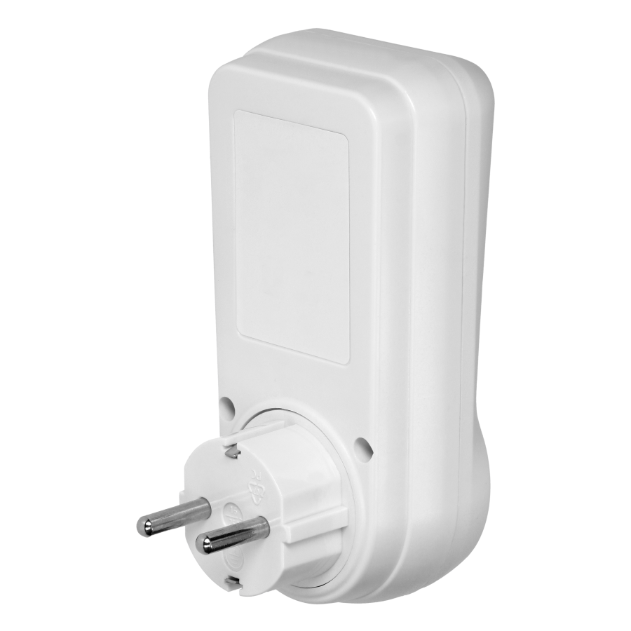 Dual tariff power meter with LCD, 2 tariffs, internal battery, 16A 230V, Schuko version