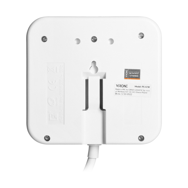 Kwadratowa listwa zasilająca z ładowarką USB 3x2P+Z, 2xUSB-A,  kabel 3x1,0mm2, 1,4m