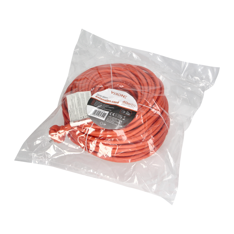 Przedłużacz PVC IP20 40m 1x2P, H03VV-F 2x1mm²