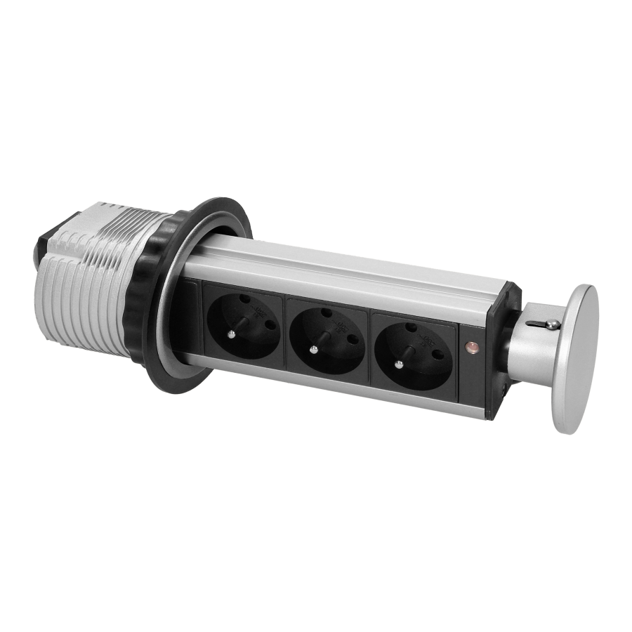 Recessed furniture socket, 3x2P+E, 1.8m