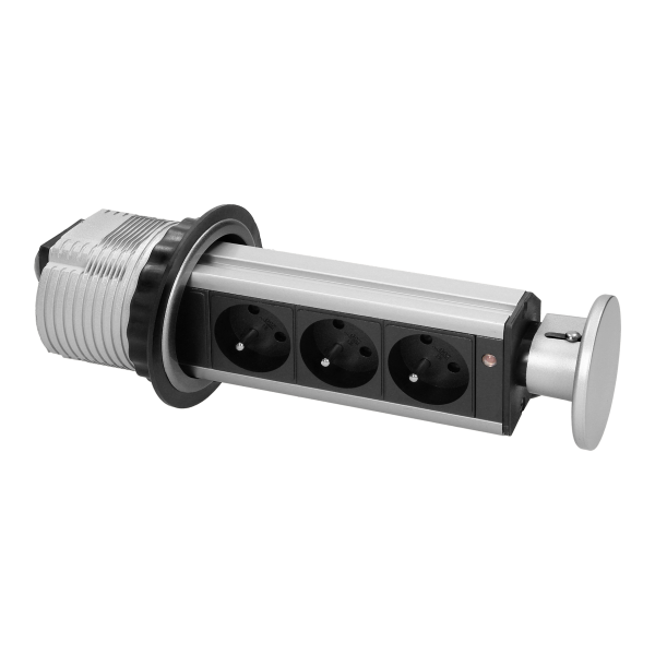 Recessed furniture socket, 3x2P+E, 1.8m